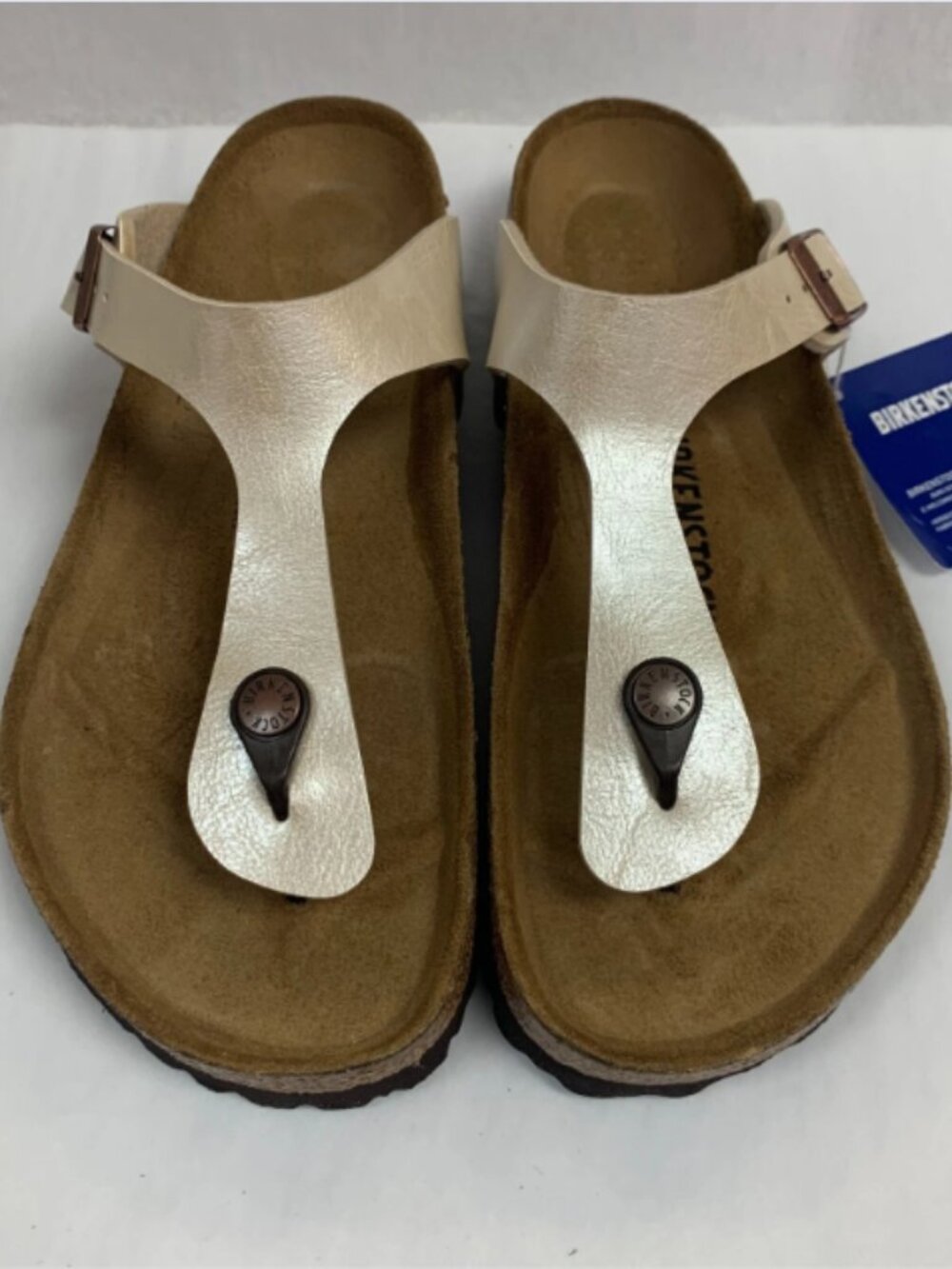 Birkenstock Gizeh Graceful Pearl White Birko-Flor Regular Width Sandals